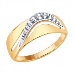 Кольцо из золочёного серебра SOKOLOV с фианитом 93010704 фото