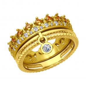 Кольцо из лимонного серебра SOKOLOV с фианитом 93010705 фото