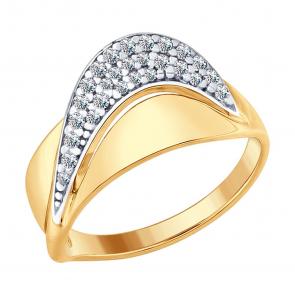 Кольцо из золочёного серебра SOKOLOV с фианитом 93010707 фото