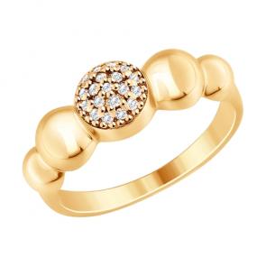 Кольцо из золочёного серебра SOKOLOV с фианитом 93010718 фото