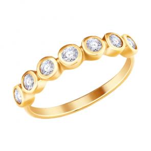 Кольцо из золочёного серебра SOKOLOV с фианитом 93010734 фото