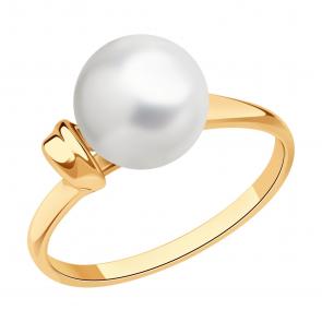 Кольцо из золочёного серебра SOKOLOV с жемчугом 93010919 фото