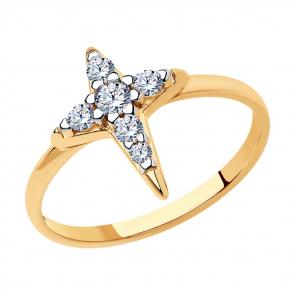 Кольцо из золочёного серебра SOKOLOV с фианитом 93010930 фото