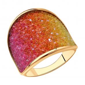 Кольцо из золочёного серебра SOKOLOV с кристаллом Swarovski 93011000 фото