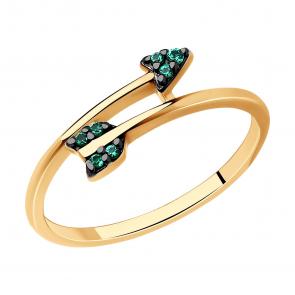 Кольцо из золочёного серебра SOKOLOV с фианитом 93011060 фото