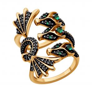 Кольцо-трансформер из золочёного серебра Символ года Дракон SOKOLOV с фианитом 93011116 фото