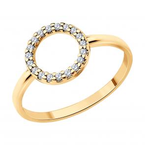 Кольцо из золочёного серебра SOKOLOV с фианитом 93011122 фото