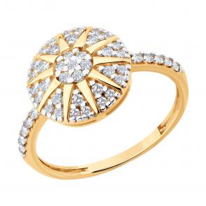 Кольцо из золочёного серебра SOKOLOV с фианитом 93011135 фото