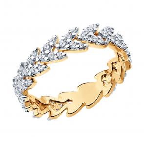 Кольцо из золочёного серебра SOKOLOV с фианитом 93011155 фото