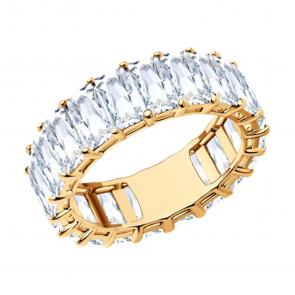 Кольцо из золочёного серебра SOKOLOV с фианитом 93011156 фото