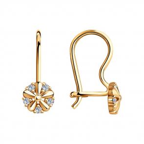 Серьги из золочёного серебра SOKOLOV с фианитом 93020440 фото