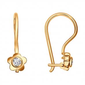 Серьги из золочёного серебра SOKOLOV с фианитом 93020443 фото