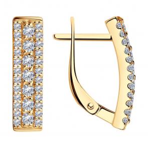 Серьги из золочёного серебра SOKOLOV с фианитом 93020479-91 фото