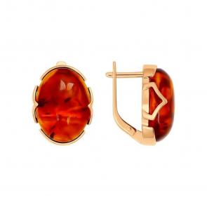 Серьги из золочёного серебра SOKOLOV с янтарём 93020623 фото