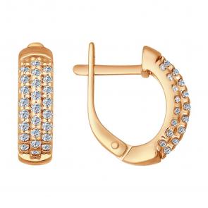 Серьги из золочёного серебра SOKOLOV с фианитом 93020635 фото