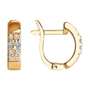 Серьги из золочёного серебра SOKOLOV с фианитом 93020646 фото