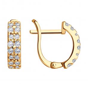 Серьги из золочёного серебра SOKOLOV с фианитом 93020647 фото