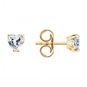 Серьги из золочёного серебра SOKOLOV с фианитом 93020648-91 фото