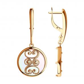 Серьги из золочёного серебра SOKOLOV с перламутром 93020675 фото