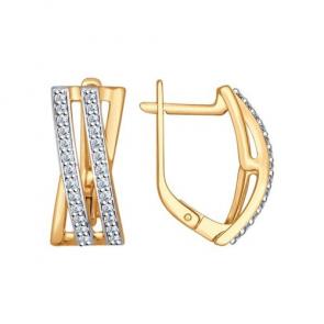 Серьги из золочёного серебра SOKOLOV с фианитом 93020676 фото