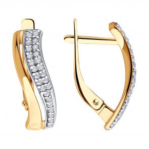 Серьги из золочёного серебра SOKOLOV с фианитом 93020677 фото