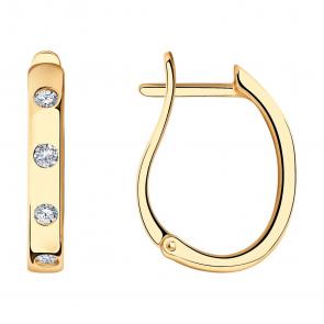 Серьги из золочёного серебра SOKOLOV с фианитом 93020813 фото