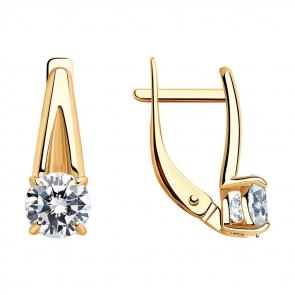 Серьги из золочёного серебра SOKOLOV с фианитом 93020925 фото