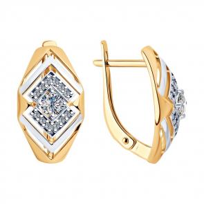 Серьги из золочёного серебра SOKOLOV с фианитом 93020926 фото