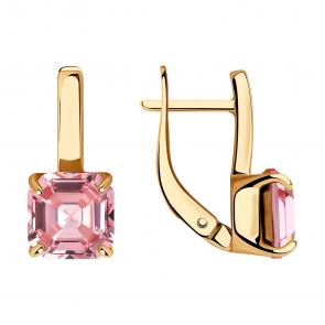 Серьги из золочёного серебра SOKOLOV с кристаллом Swarovski 93020971 фото