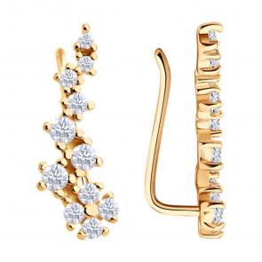 Серьги из золочёного серебра SOKOLOV с фианитом 93021058-91 фото