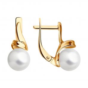 Серьги из золочёного серебра SOKOLOV с жемчугом 93021121 фото