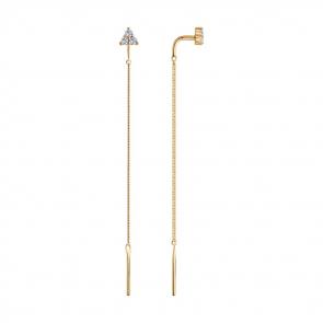 Серьги из золочёного серебра SOKOLOV с фианитом 93021133 фото