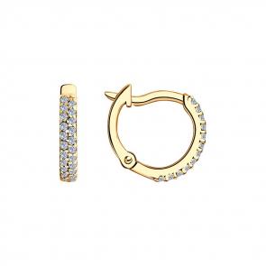 Серьги из золочёного серебра SOKOLOV с фианитом 93021145 фото