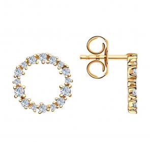Серьги из золочёного серебра SOKOLOV с фианитом 93021169-91 фото