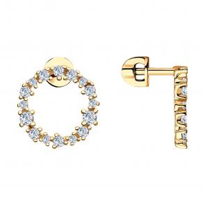 Серьги из золочёного серебра SOKOLOV с фианитом 93021169 фото