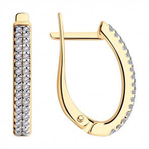 Серьги из золочёного серебра SOKOLOV с фианитом 93021183 фото