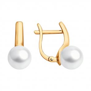Серьги из золочёного серебра SOKOLOV с жемчугом 93021185 фото
