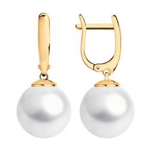 Серьги из золочёного серебра SOKOLOV с жемчугом 93021191 фото