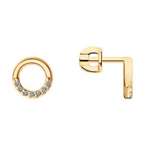 Серьги из золочёного серебра SOKOLOV с фианитом 93022233 фото