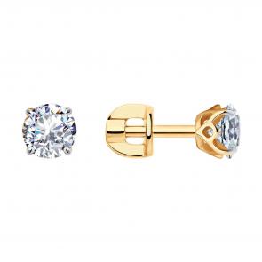 Серьги из золочёного серебра SOKOLOV с фианитом 93022269 фото