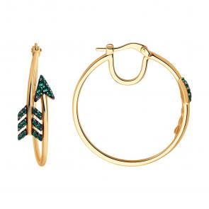 Серьги из золочёного серебра SOKOLOV с фианитом 93022365 фото