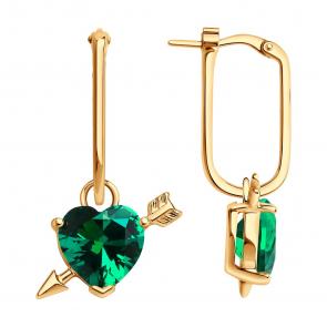 Серьги-трансформеры из золочёного серебра с фианитом SOKOLOV 93022366 фото