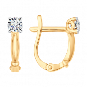 Серьги из золочёного серебра SOKOLOV с фианитом 93022378 фото