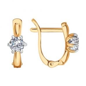 Серьги из золочёного серебра SOKOLOV с фианитом 93022389 фото