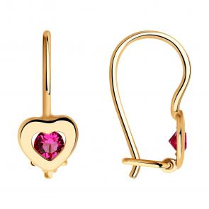 Серьги из золочёного серебра SOKOLOV с кристаллом Swarovski 93022418 фото