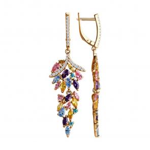 Серьги из золочёного серебра SOKOLOV с фианитом 93022424-91 фото