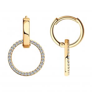 Серьги из золочёного серебра SOKOLOV с фианитом 93022439 фото