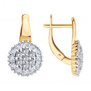 Серьги из золочёного серебра SOKOLOV с фианитом 93022457 фото