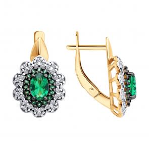 Серьги из золочёного серебра SOKOLOV с фианитом 93022462 фото