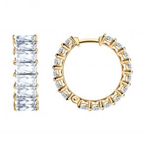 Серьги из золочёного серебра SOKOLOV с фианитом 93022478 фото